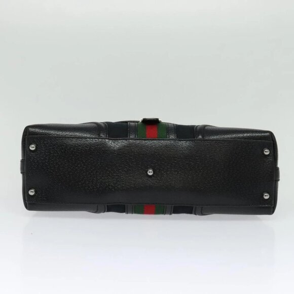 GUCCI Web Sherry Line GG Canvas Shoulder Bag Black Red Green Auth 126871 - Picture 14 of 16